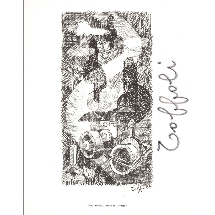 Louis Toffoli - Litografia "Dordogne Road" 27x21cm - 1961