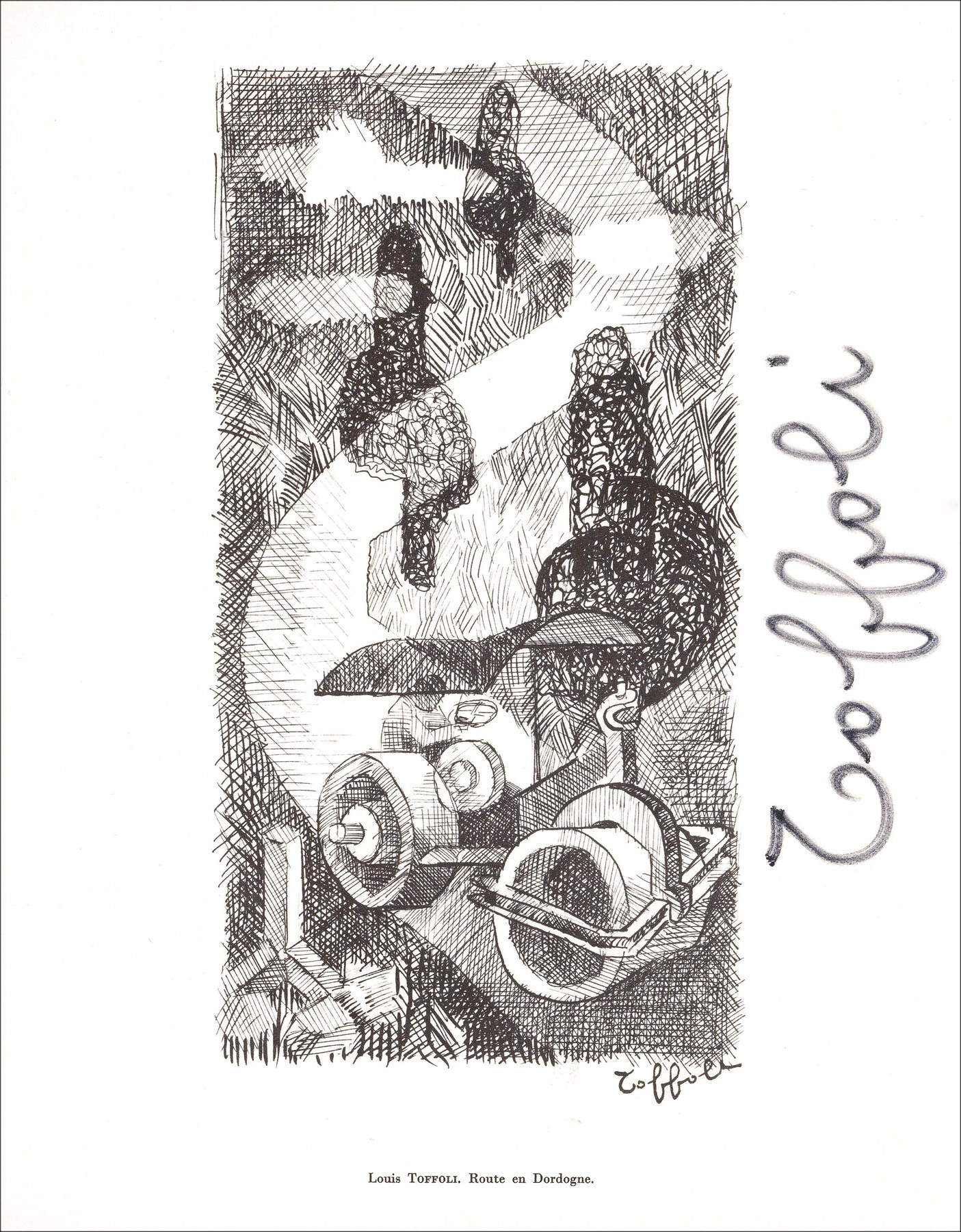 Louis Toffoli - Litho "Dordogne Road" 27x21cm - 1961