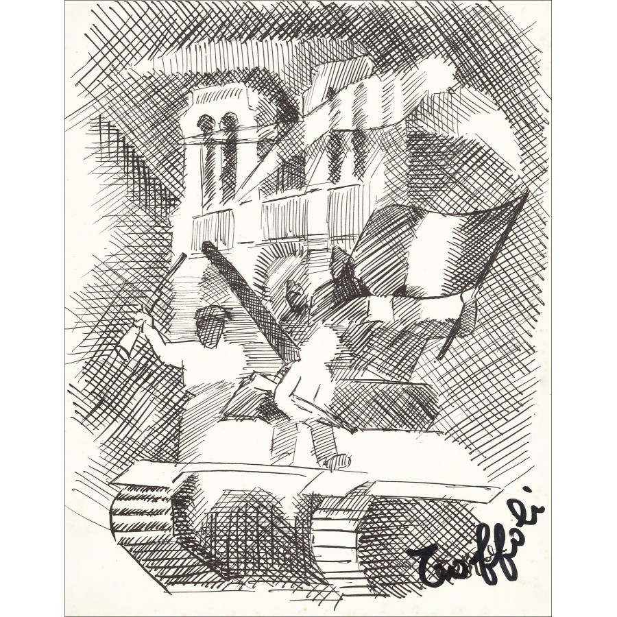 Louis TOFOLI - Lithograph "The event" 27x21cm - 1963