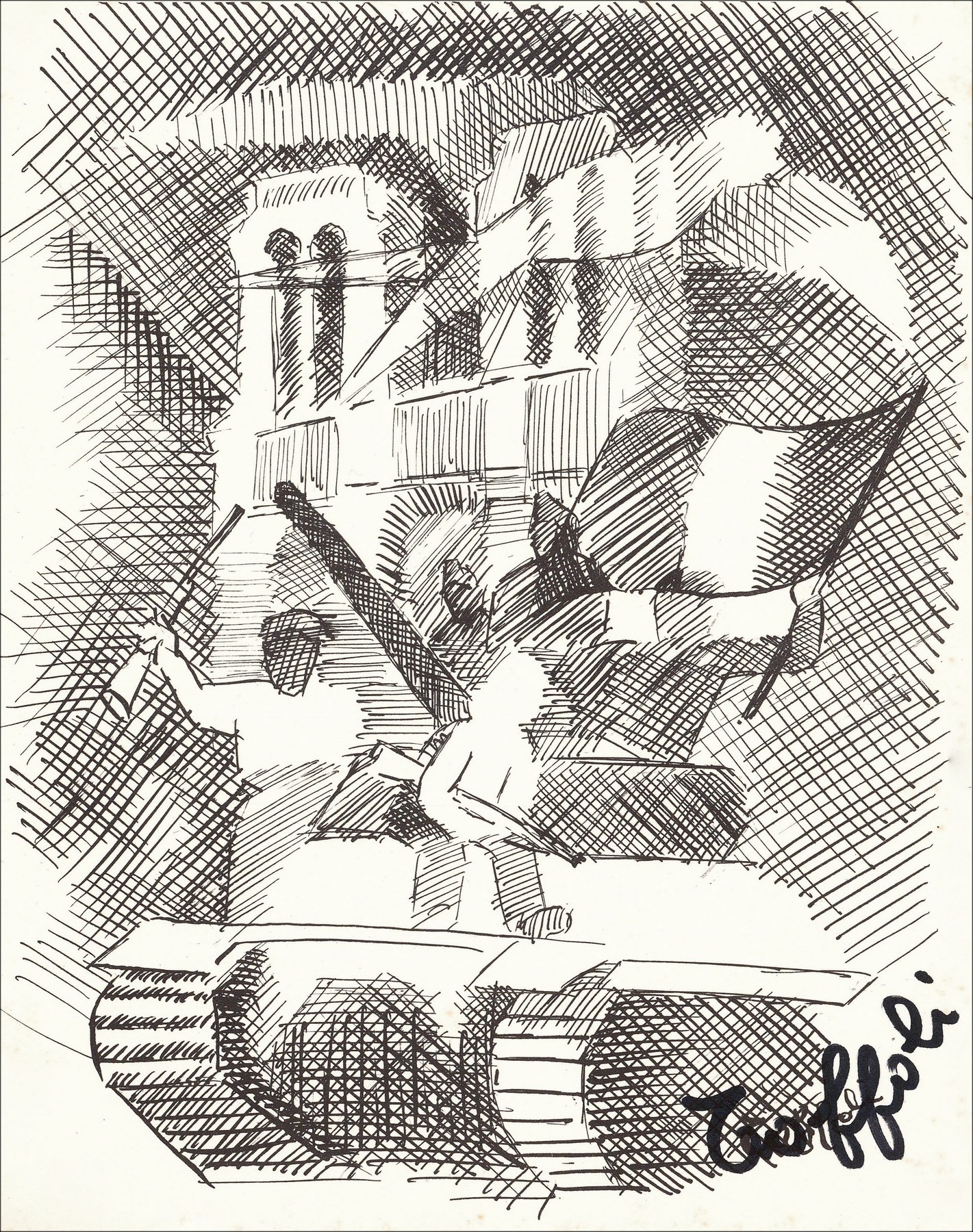 Louis Toffoli - Litografia "L'evento" 27x21cm - 1963