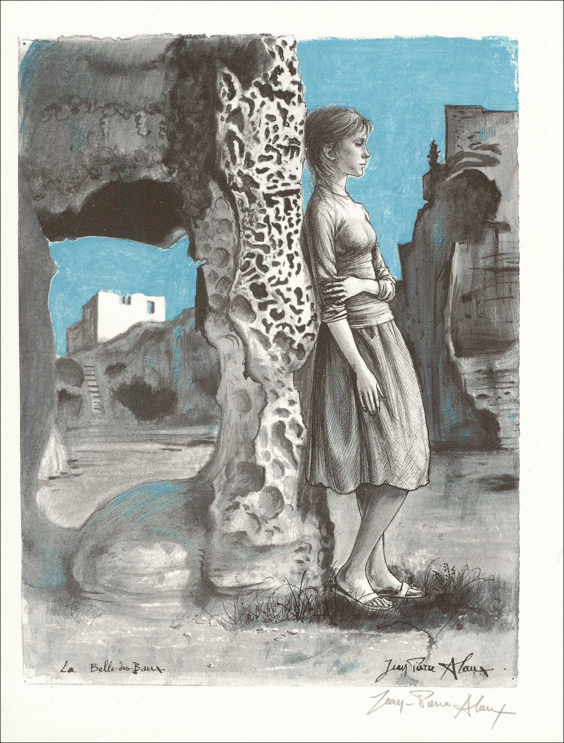 Jean-Pierre ALAUX - Original Lithograph "La Belle des Baux" 32x25cm