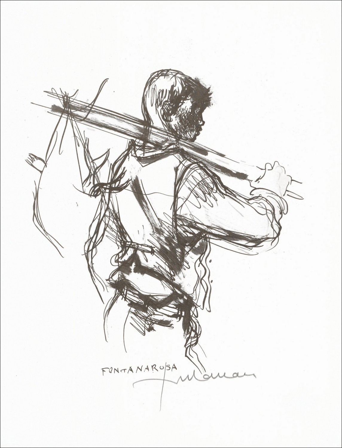 "Le Promeneur" par Lucien Fontanarosa 1966 - Estampe Signée