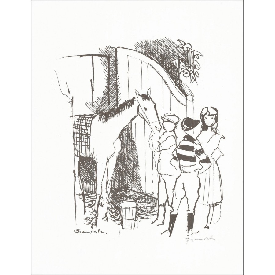 "The stable" by Emilio Grau-Sala 1966 - Lithograph Certified on Vélin Paper