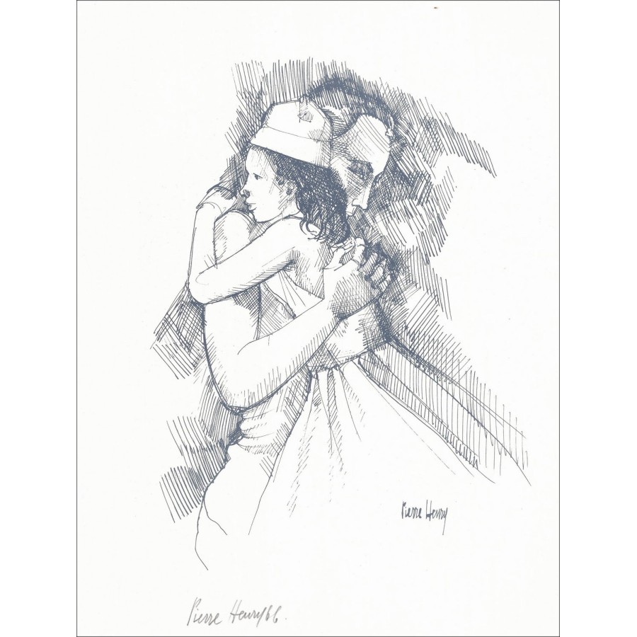 "Mutter und Tochter" von PIERRE-HENRY 1966 - Lithographie auf Vellum-Papier unterzeichnet