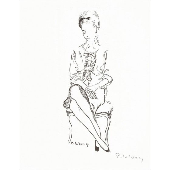 LELONG Pierre - Litografía "La Dame" 32x25cm