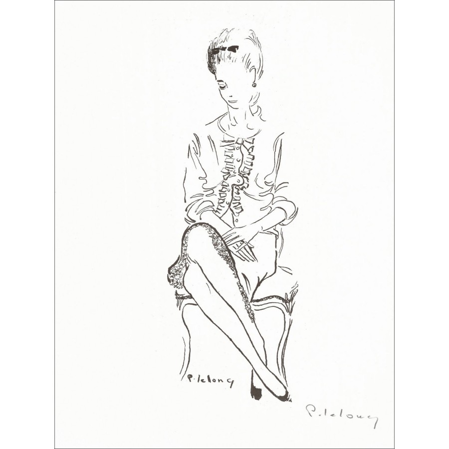 LELONG Pierre - Lithographie "La Dame" 32x25cm