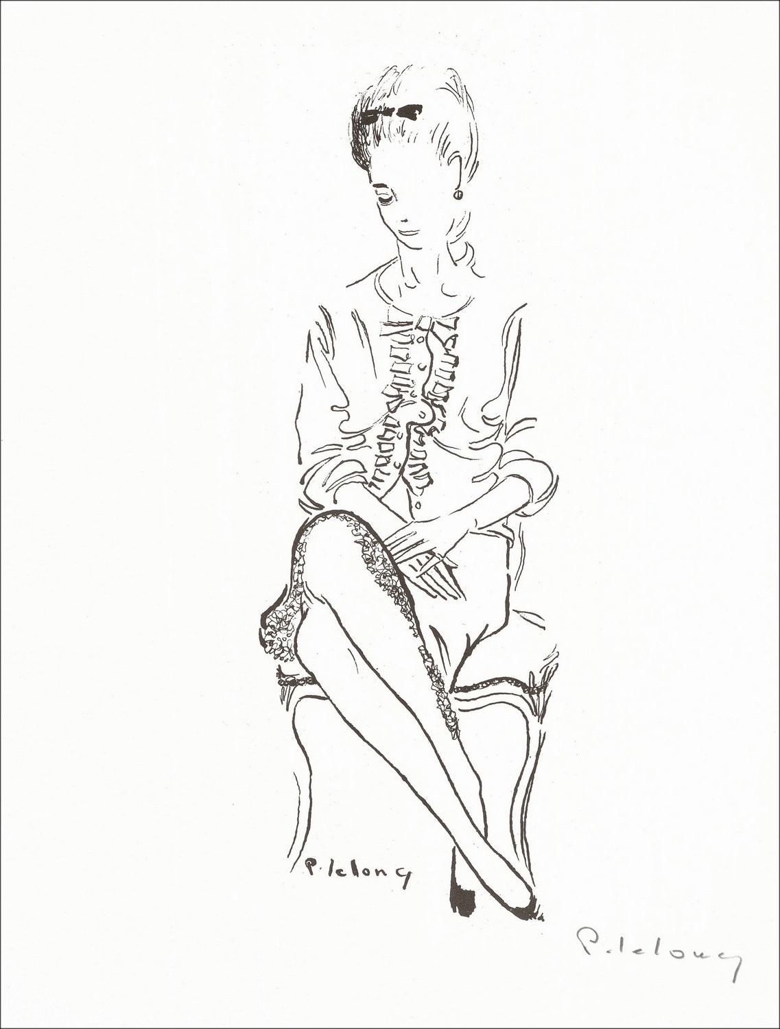 LELONG Pierre - litho "The Lady" 32x25cm
