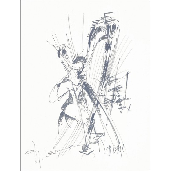 "L'arpa" di Pierre Lelong 1966 - Stampa firmata su carta VELLUM