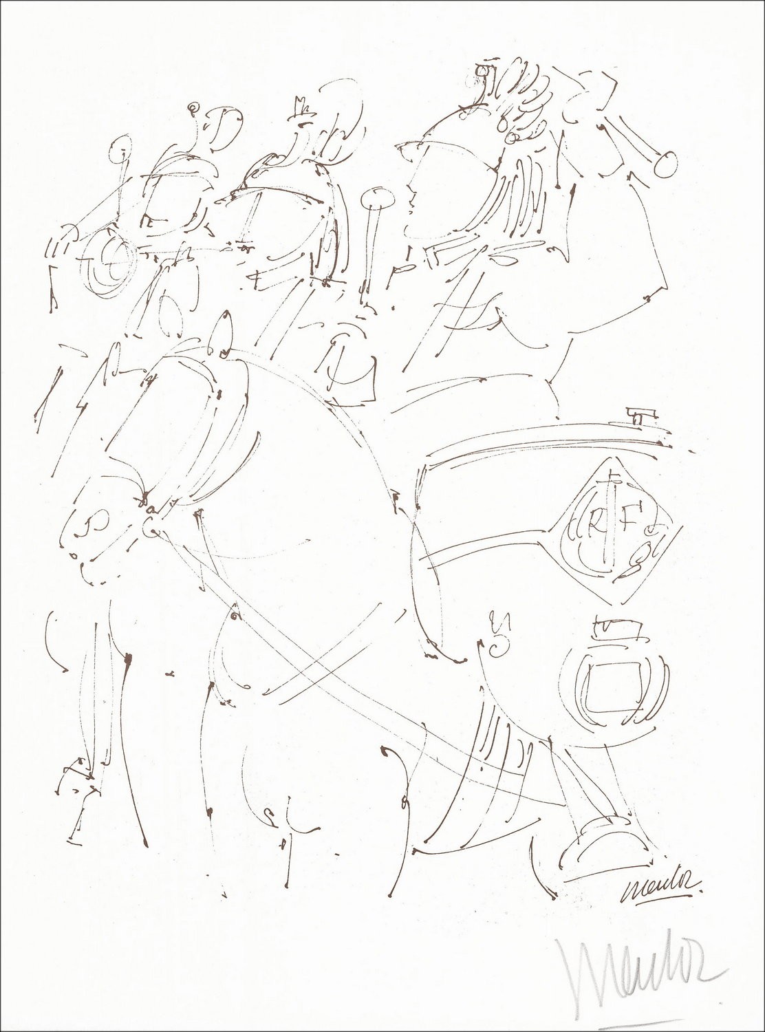 Blasco MENTOR - Lithograph "The Horsemen" 32x25cm