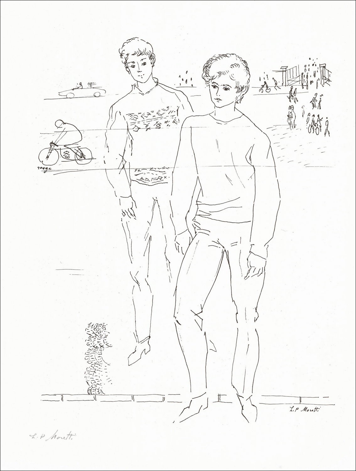 "Les Garçons" de Lucien P. Moretti 1966 - Litografía Signed