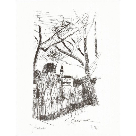 "Das Dorf" von Joseph Pressman 1966 - signierte Lithographie