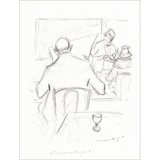 "Il bar" di SIMON-AUGUSTE 1966 - Stampa originale firmata