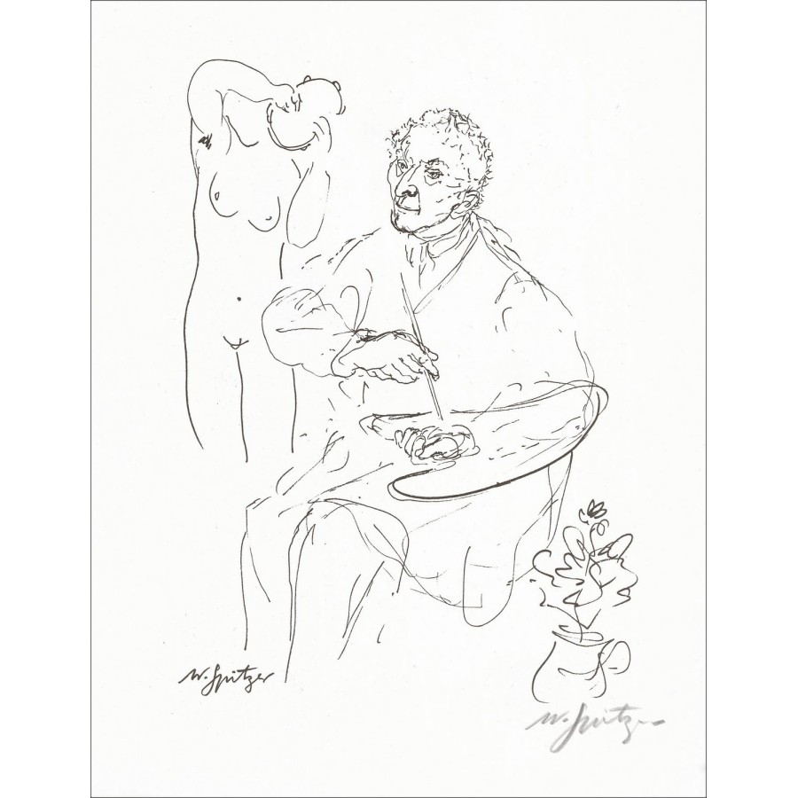 "Le Peintre" par Walter Spitzer 1966 - Lithographie Signée