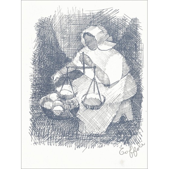 "La donna e il saldo" di Louis Toffoli 1966 - Litografia firmata