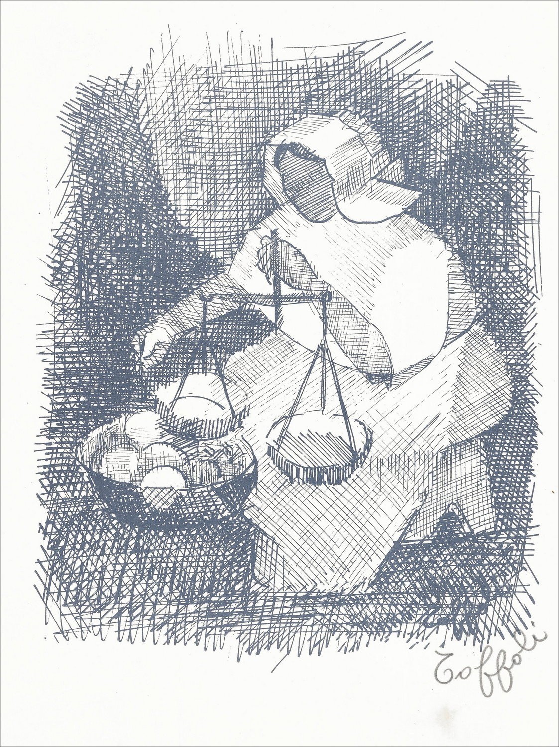 "La donna e il saldo" di Louis Toffoli 1966 - Litografia firmata