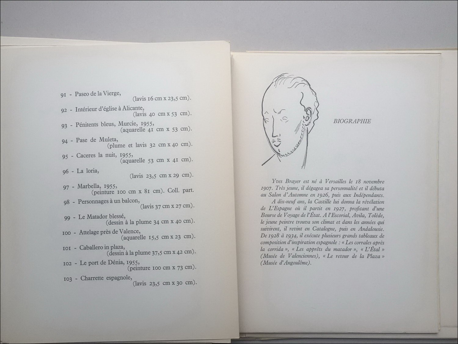 Yves Brayer - libro ilustrado "Yves Brayer y España" + Dibujo de tinta original