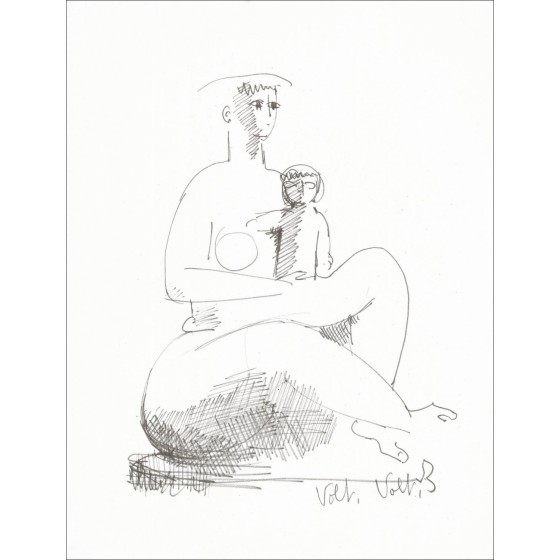 "Frau und Kind" von Volti 1966 - Unterzeichneter und authentischer Druck
