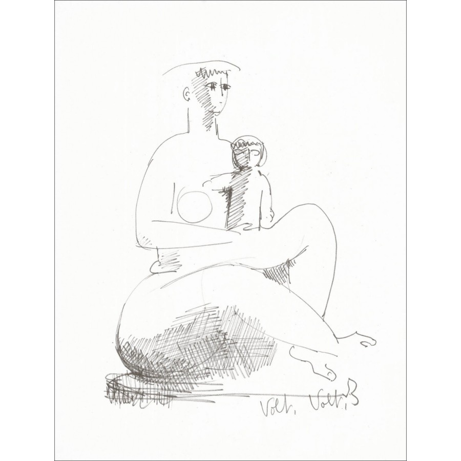 "Woman and Child" by Volti 1966 - Signed and Authentic Print