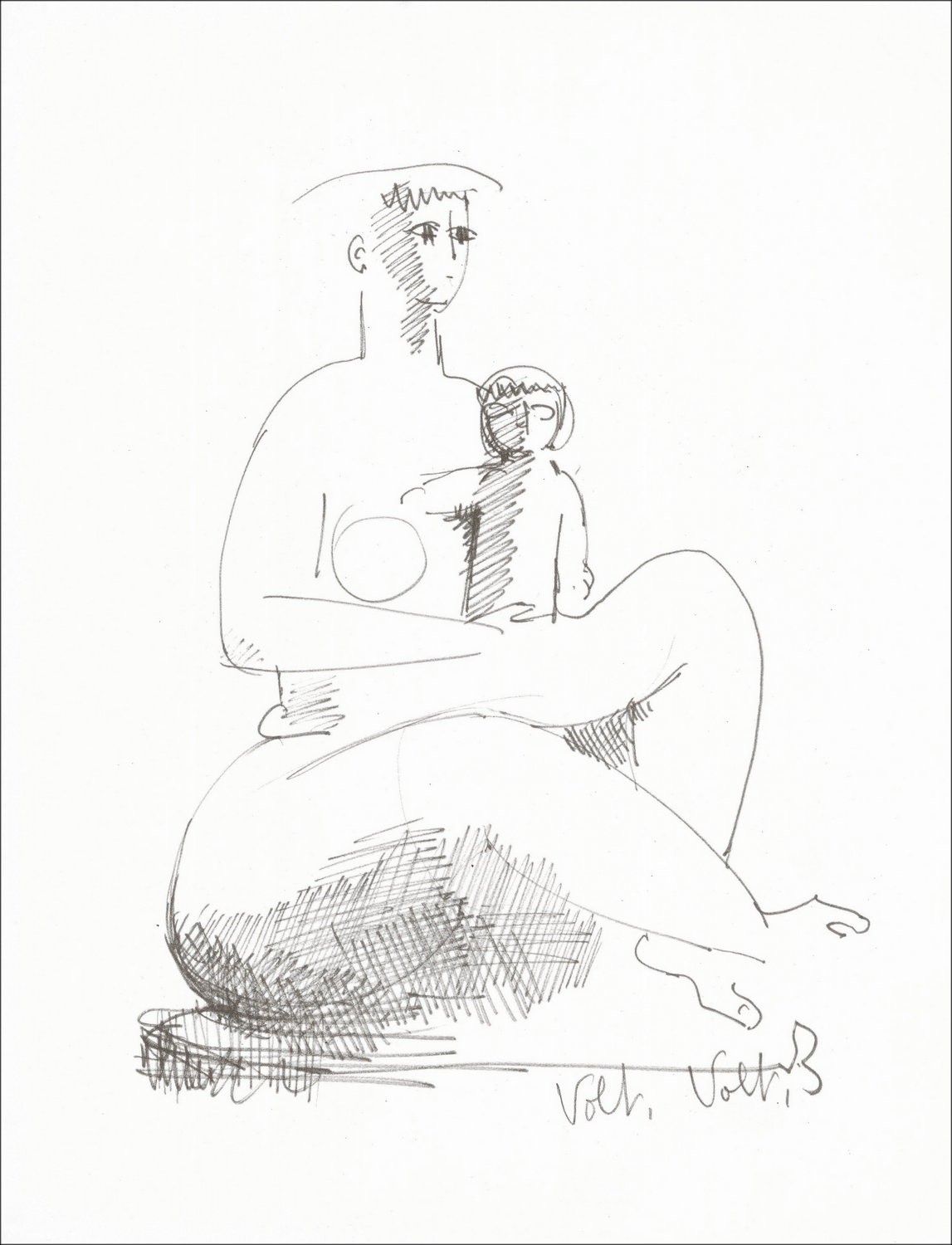 "Mujer y Niño" por Volti 1966 - Impresión firmada y auténtica