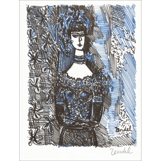 "Portrait" de Gabriel Zendel 1966 - Litografía firmada