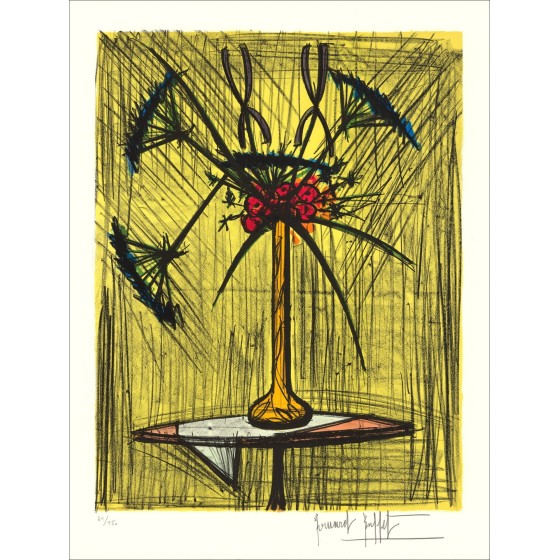 Bernard Buffet - Litografia originale "Parti di omonchi e Iris" 76x58cm - 1990