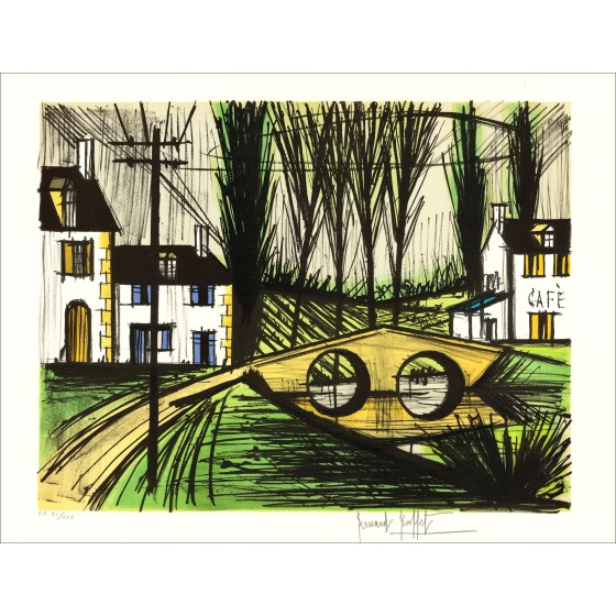 Bernard BUFFET - Original Lithograph "Le petite pont" 58x76cm - 1990