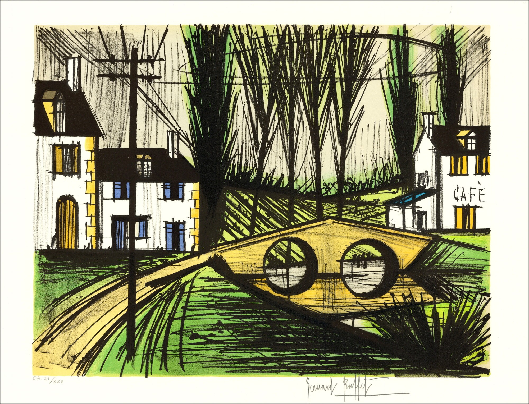 Bernard BUFFET - Original Lithograph "Le petite pont" 58x76cm - 1990