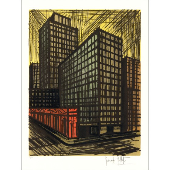 BUFFET Bernard - Originele lithografie "New York, Daily New Building" 76x58cm - 1990