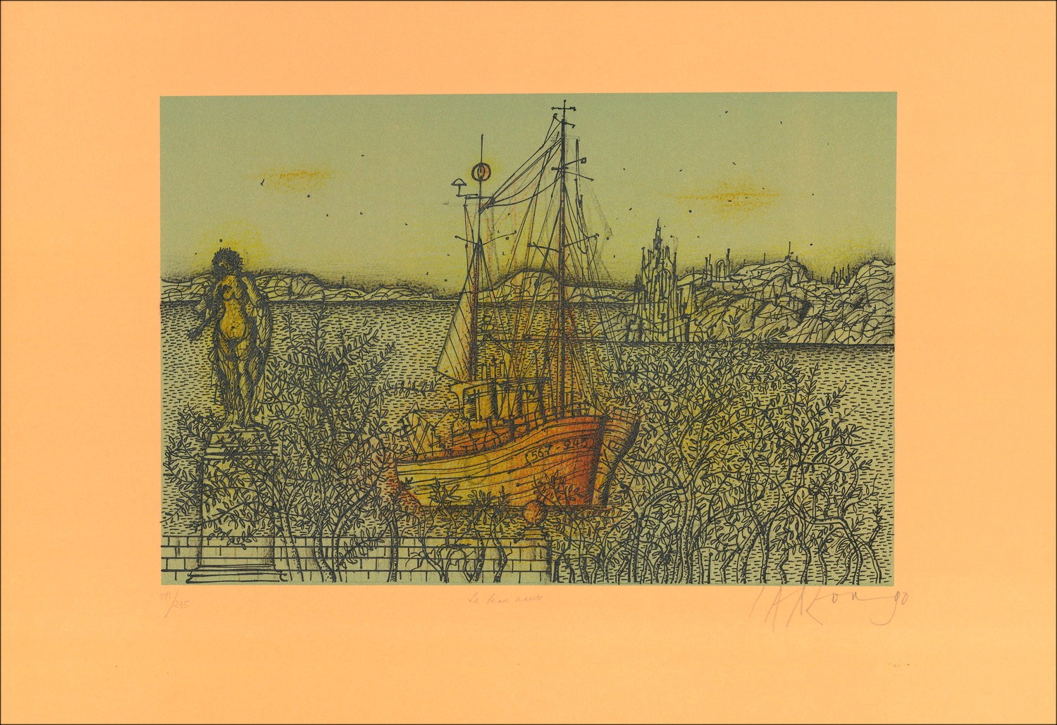 "El hermoso barco" de Jean Carzou 1990 - Firmar litografía