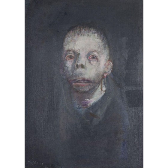 Jean Rustin - Original Malerei "Porträt des Mannes" 46x33cm - 1999