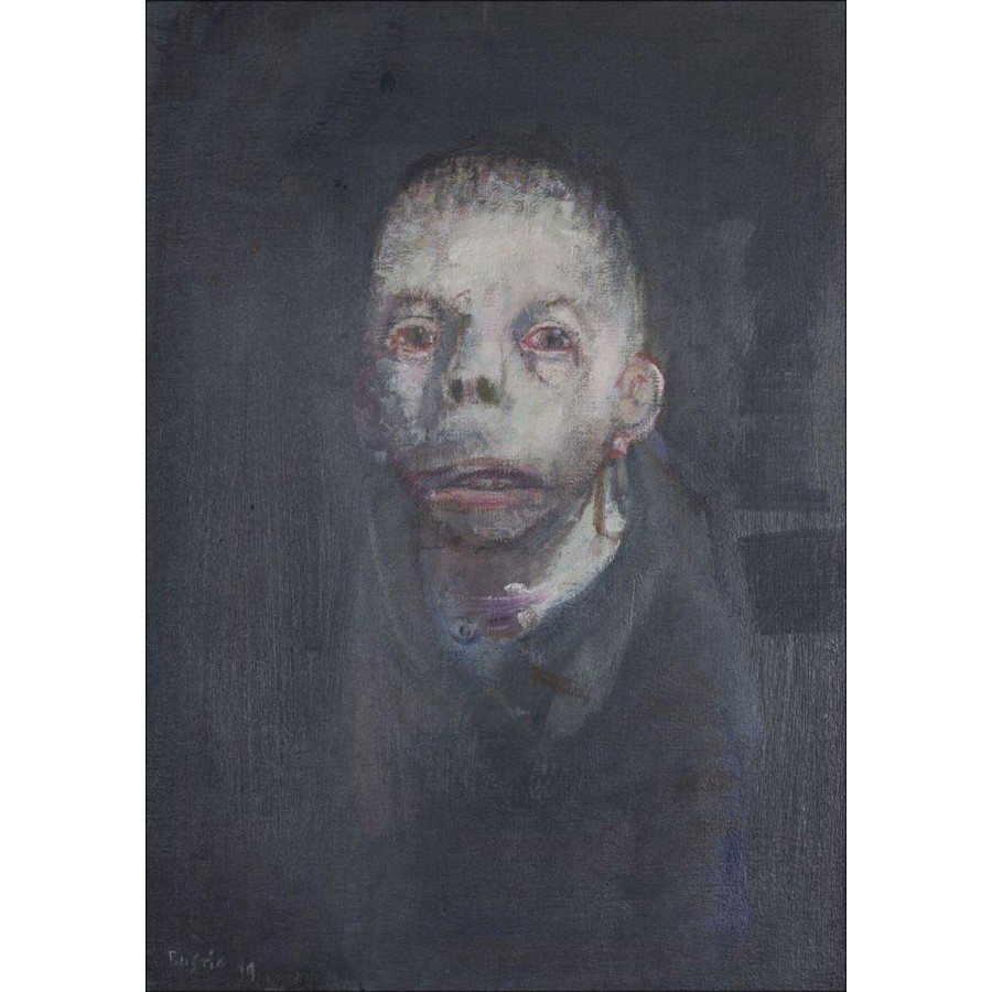 Jean Rustin - Original Malerei "Porträt des Mannes" 46x33cm - 1999