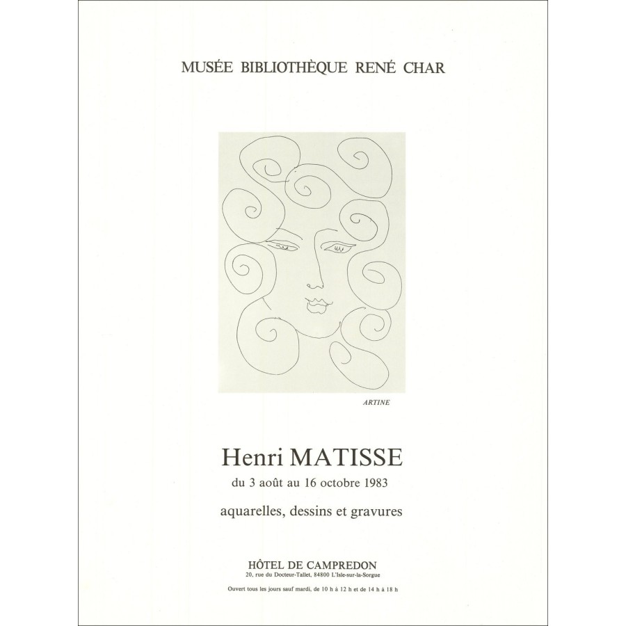 "Exposition, Musée René Char" by Henri Matisse - Original Lithograph