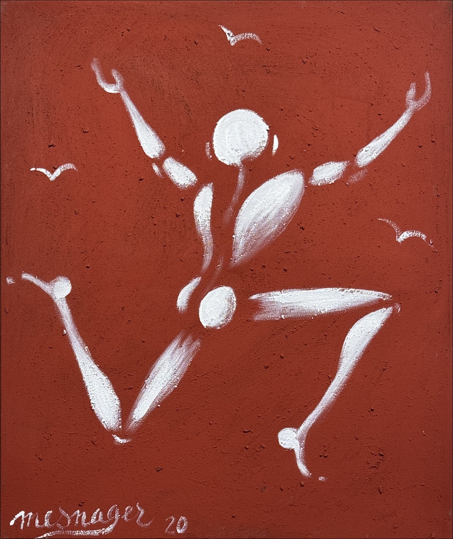 Jérôme Mesnager - Pittura acrilica "L'uomo di salto in bianco" 55x46cm (10f) - 2020