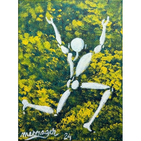 Jérôme MESNAGER - Pintura acrílica "bajo los árboles" 39x29cm - 2024