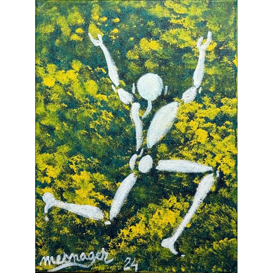 Jérôme Mesnager - Acrylmalerei "Unter den Bäumen" 39x29cm - 2024