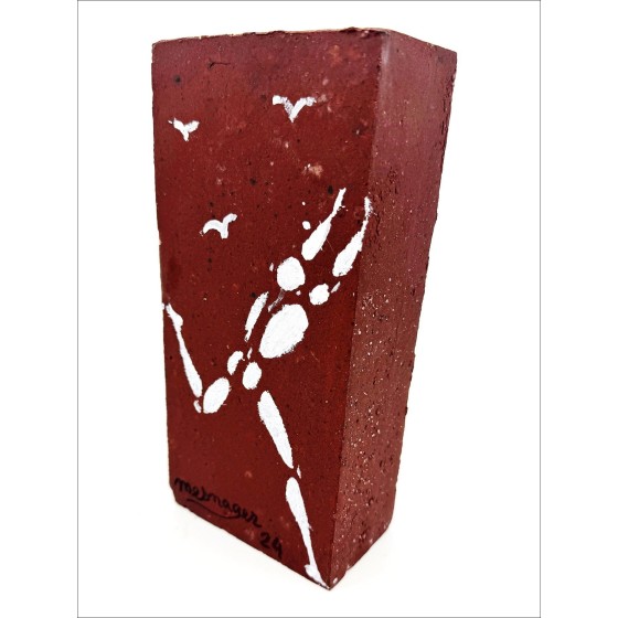 Jérôme Mesnager - Ziegelmalerei "Der Mann in Weiß B1" 22x11x6cm - 2024