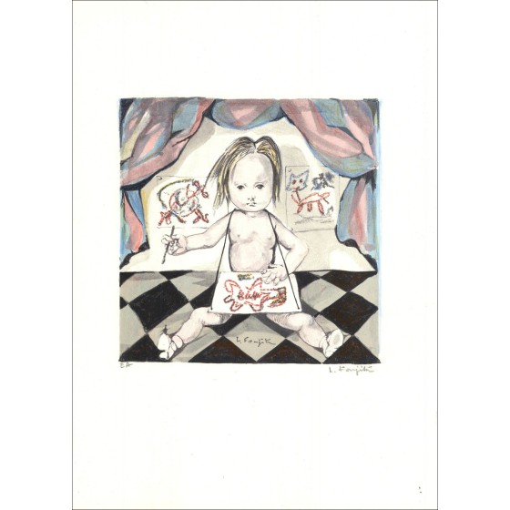 "L'artista" di Leonard Foujita 1963 - Litografia autenticata
