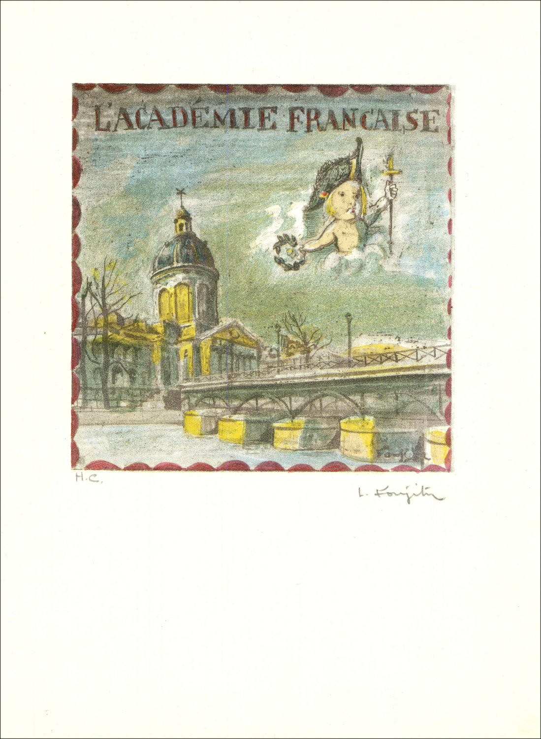 "Die französische Akademie" von Leonard Foujita, 1963 - zertifizierte Lithographie