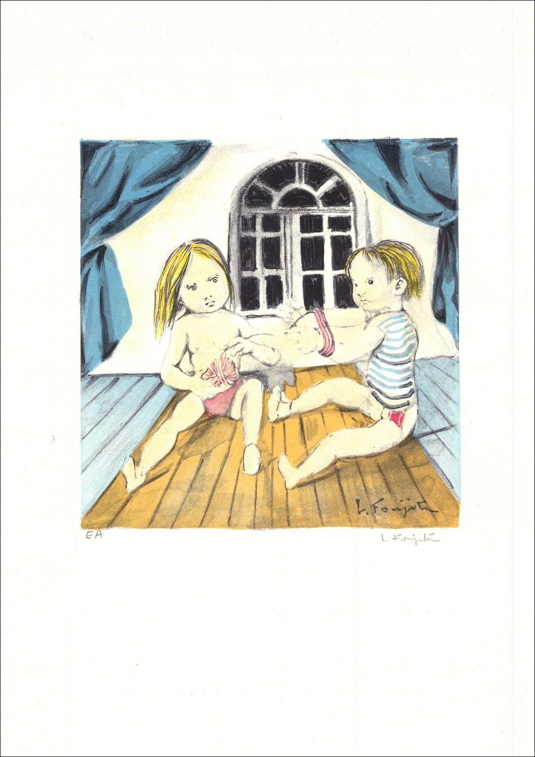 "The Knit" di Leonard Foujita 1963 - Litografia certificata originale