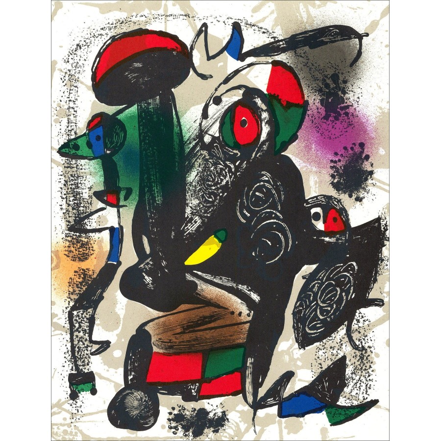 Joan Miro - Litografia originale "Composizione III" 32x24cm - 1981