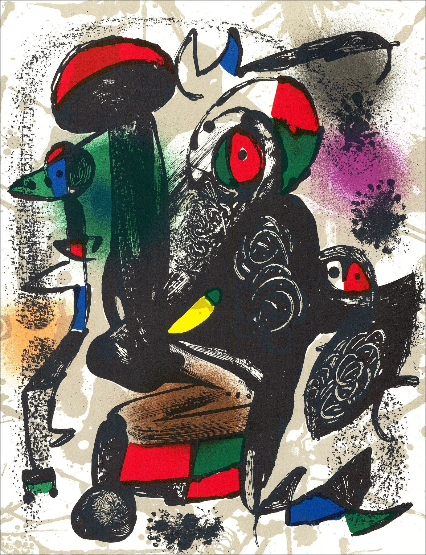 Joan Miro - Litografia originale "Composizione III" 32x24cm - 1981