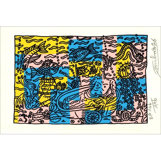 "Bath in Thau Teich" von Robert Combas, 1996 - E.A Screen Print