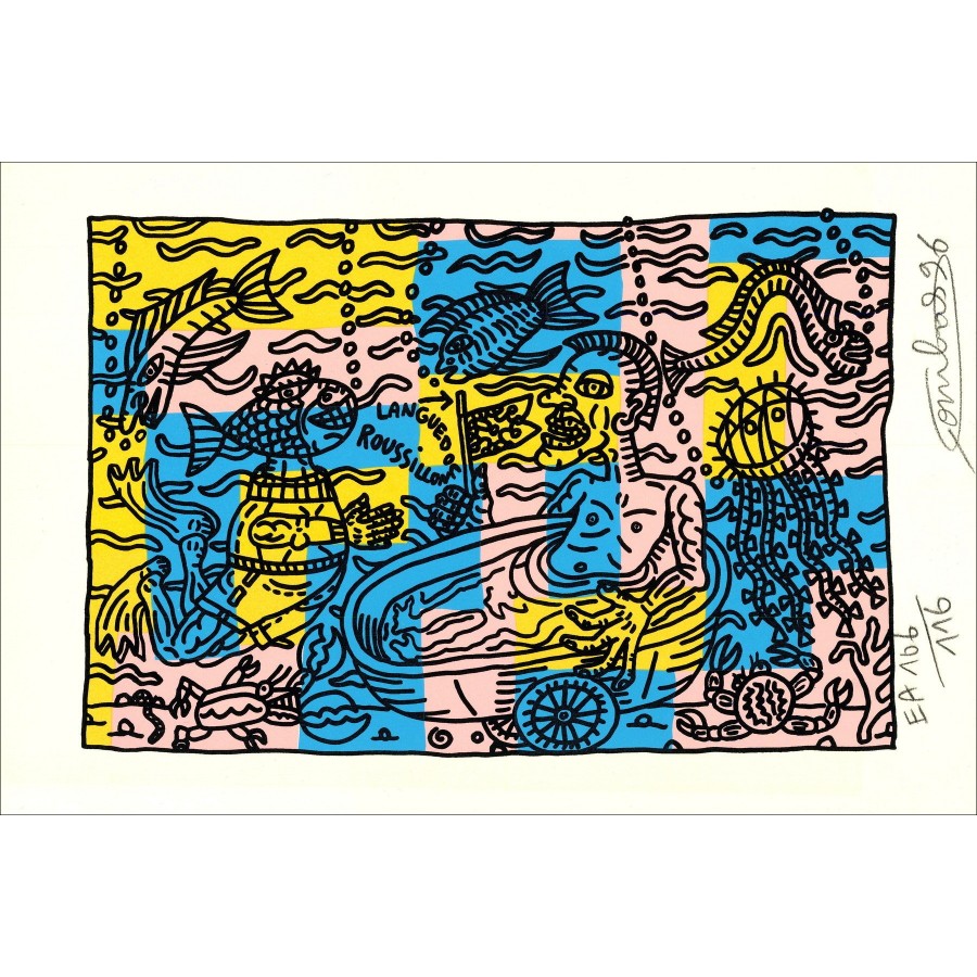 "Bath in Thau Teich" von Robert Combas, 1996 - E.A Screen Print