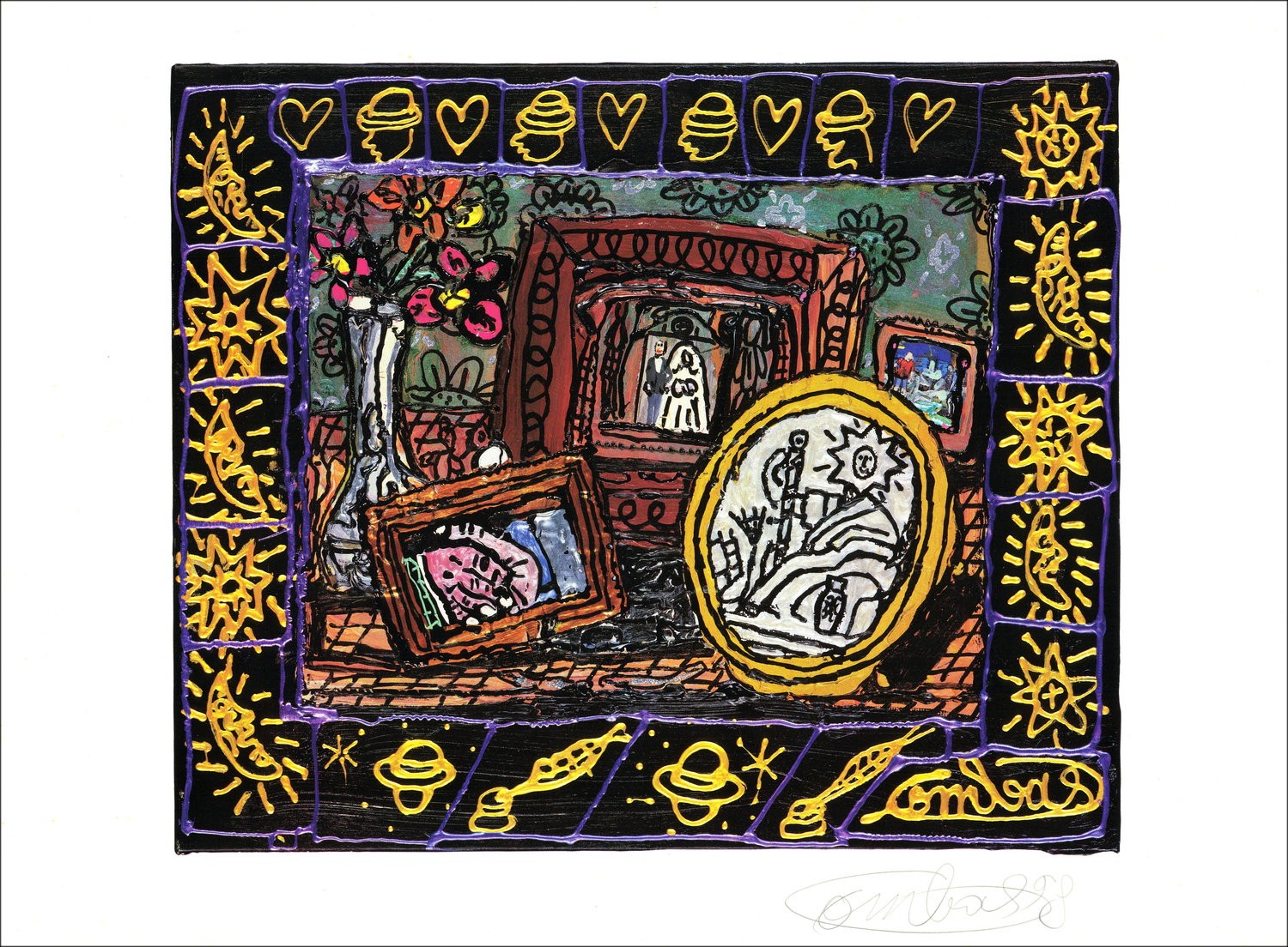 "Bruiloft" van Robert Combas 1998 - Lithografische gelimiteerde editie