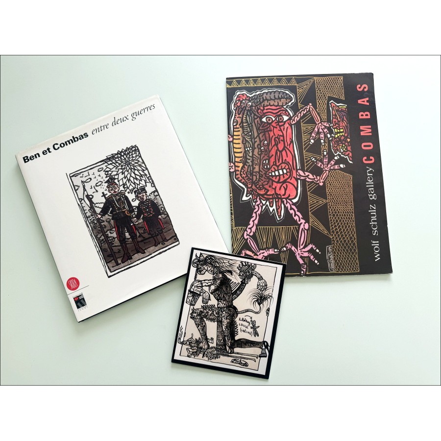Robert COMBAS - Lot of 2 illustrated catalogs and an invitation card
