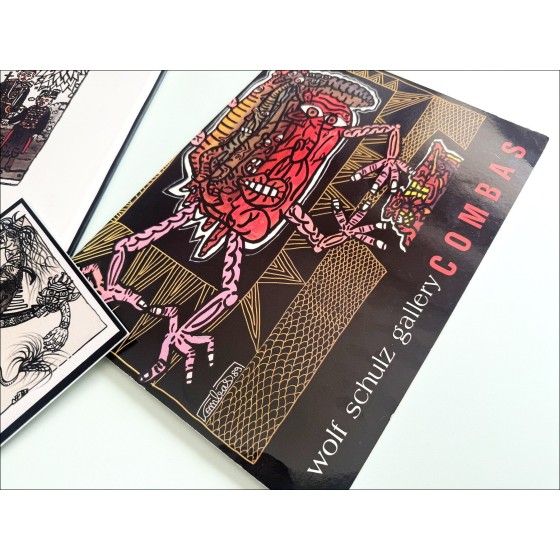 Robert COMBAS - Lot 2 ilustra catálogos y una tarjeta de invitación