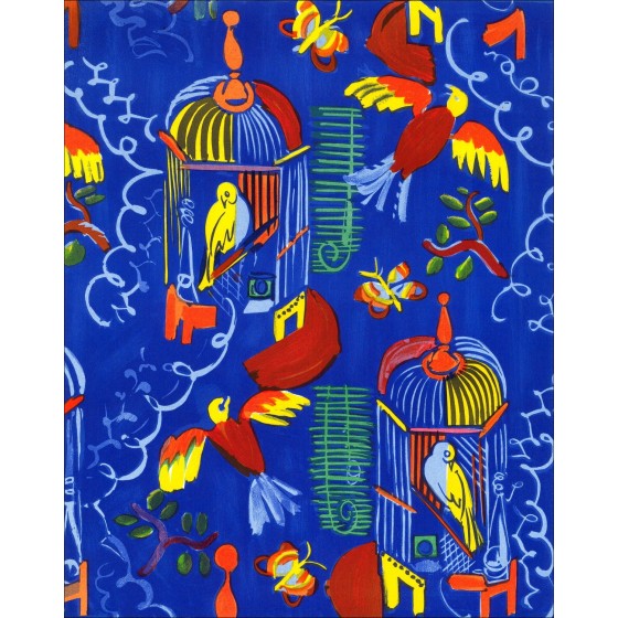 Raoul Dufy - uccelli su sfondo blu Litografia 1965