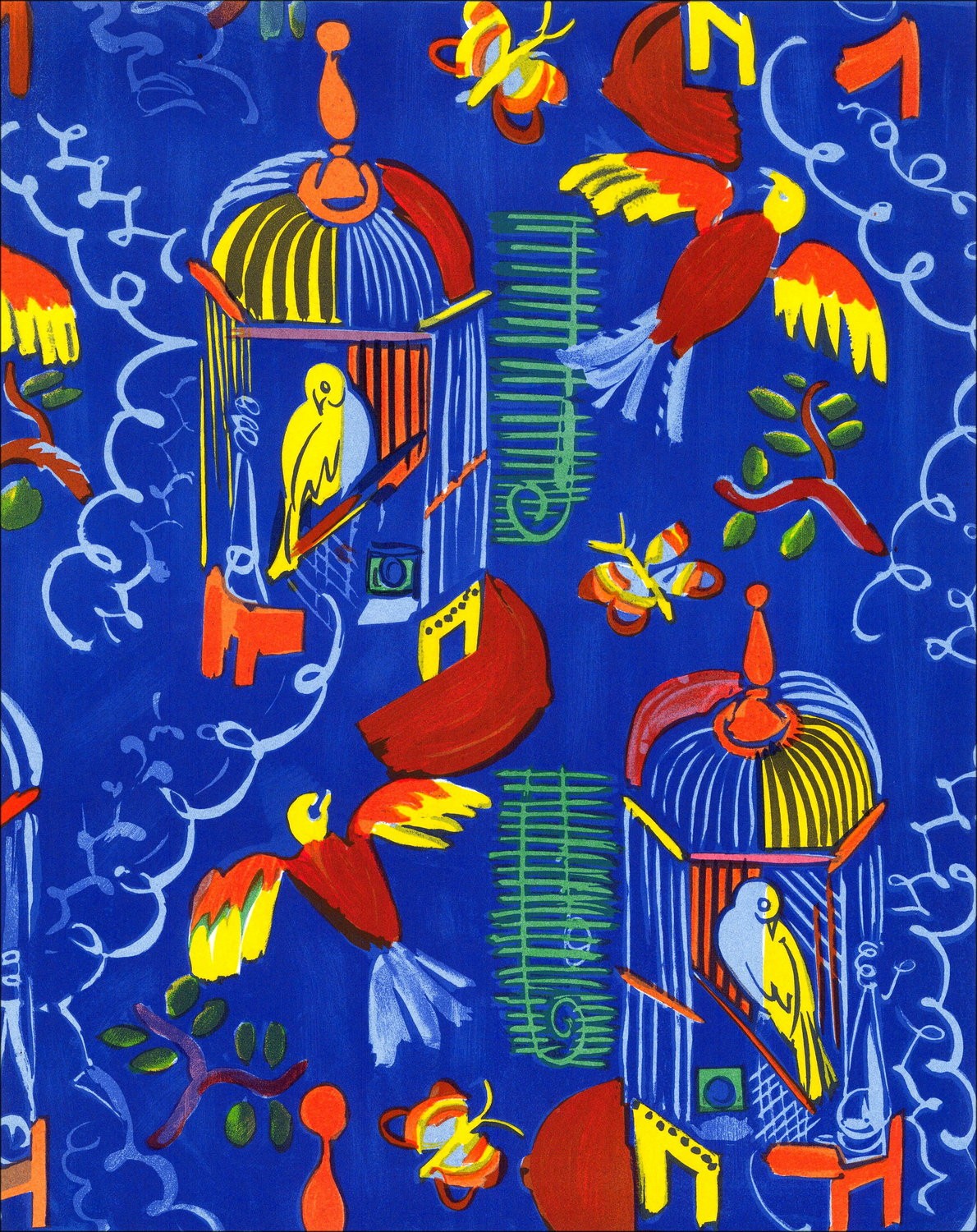 Raoul Dufy - Les Oiseaux sur Fond Bleu Lithographie 1965