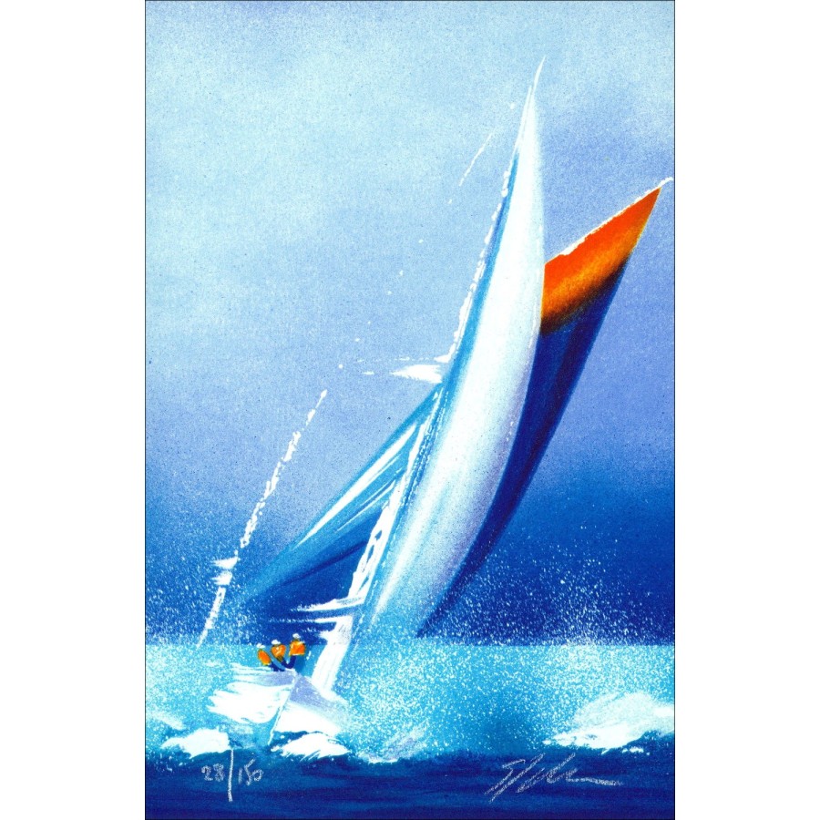 Victor Spahn - Segelboote V Original-Lithographie 26x17 cm