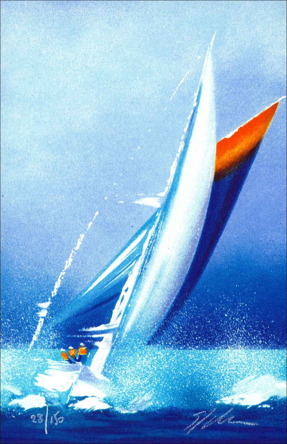 Victor Spahn - Barche a vela V Litografia originale 26x17 cm